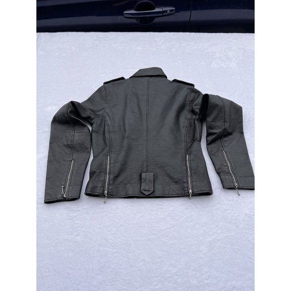 Rampage Leather Motorcycle Moto Jacket Black Womens Medium Zip Up - Picture 6 of 9